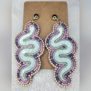 Hand beaded snake earrings